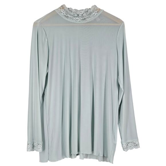 LOGO LAYERS WOMEN’S LIGHT BLUE LONG SLEEVE LACE COLLAR BLOUSE – SIZE LARGE - Picture 1 of 10